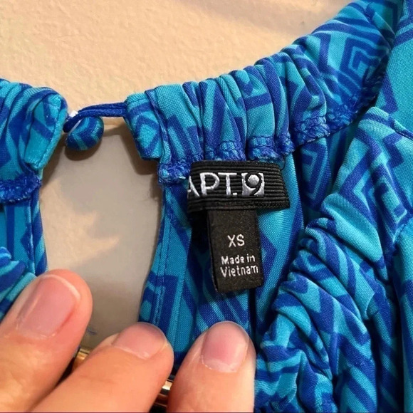 Apt 9 Womens Dress XS Sleeveless Maxi Blue Aztec Tribal Print Keyhole Neck - Picture 5 of 11
